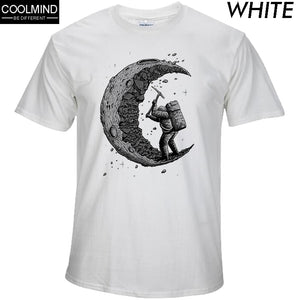the moon print casual mens o-neck t shirts