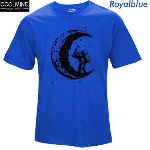 the moon print casual mens o-neck t shirts