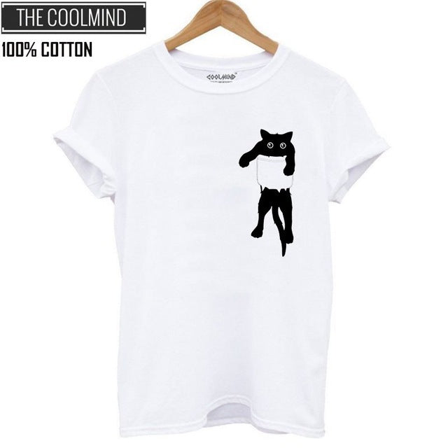 cat print women T shirt